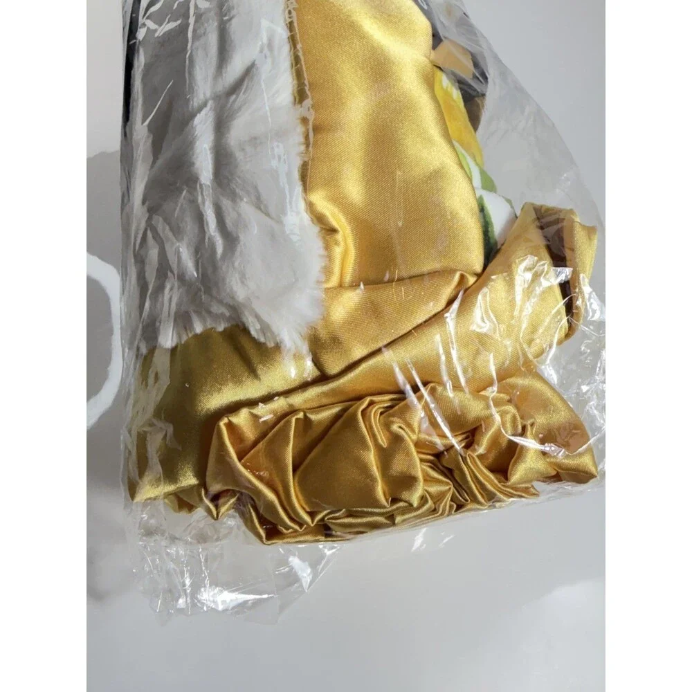 Minky Couture Tween Sunflower Gold White Faux Fur Throw Blanket Soft NWT